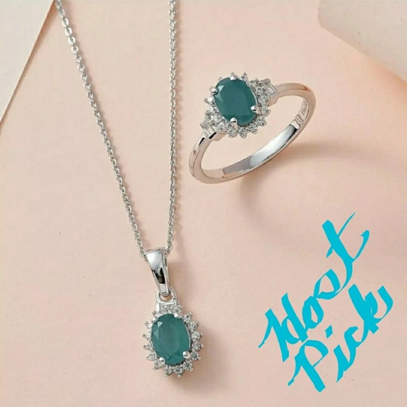 NWT Rare Grandidierite halo ring and Pendant set Size 5 - Picture 1 of 4